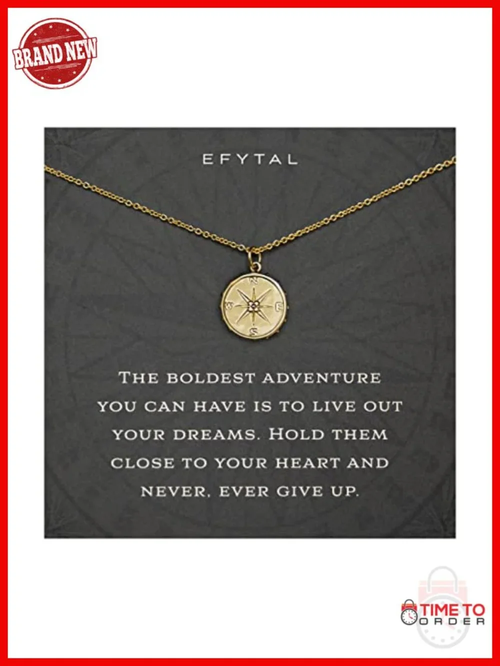 14k Gold Plated Studded Compass Pendant Necklace 18